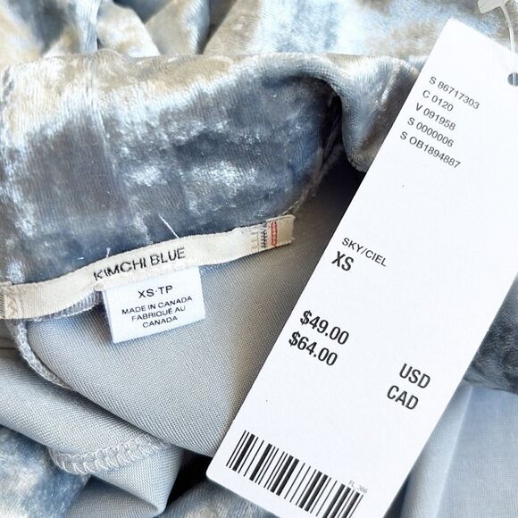 Kimchi Blue Silver Sky Blue Velvet Fitted High Waist Maxi Skirt Urban Outfitters - Picture 4 of 6